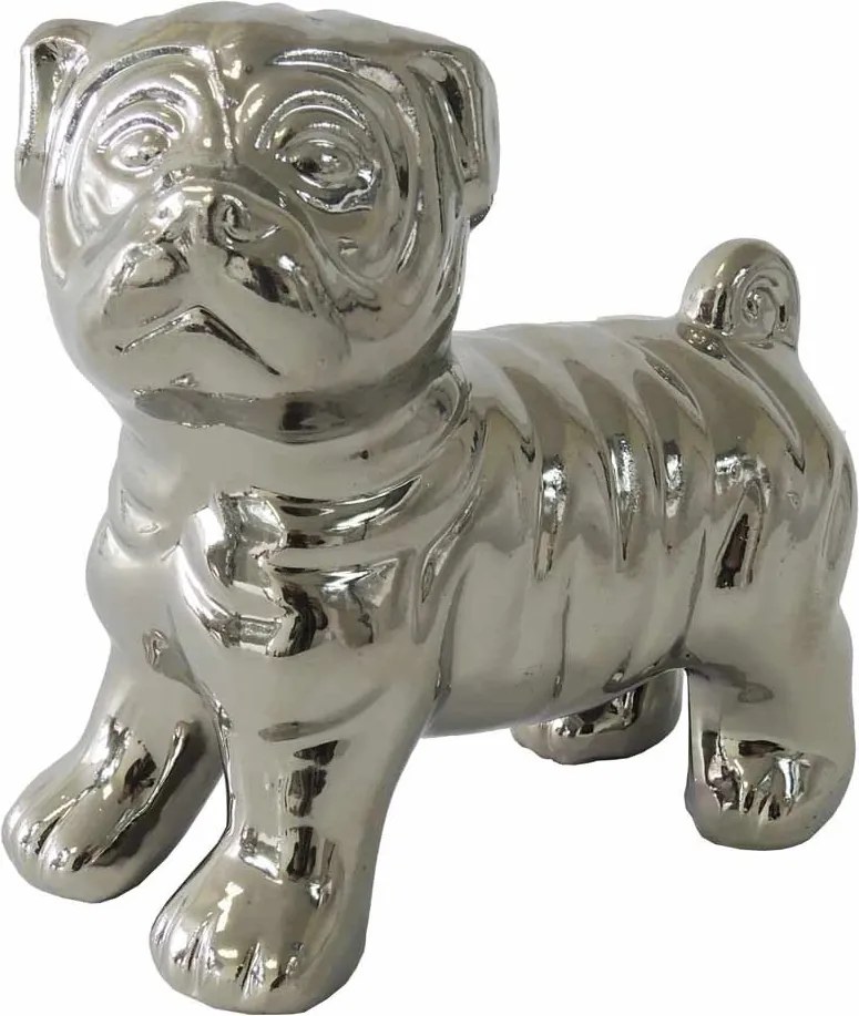 Dekorácia pes 12 cm, strieborná