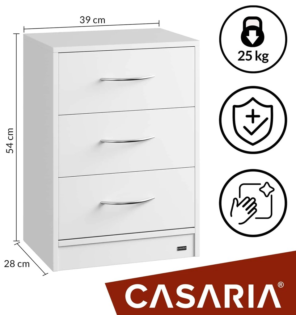 Casaria Nočný stolík ELOISE s podsvietením, 54x39x28cm, biela