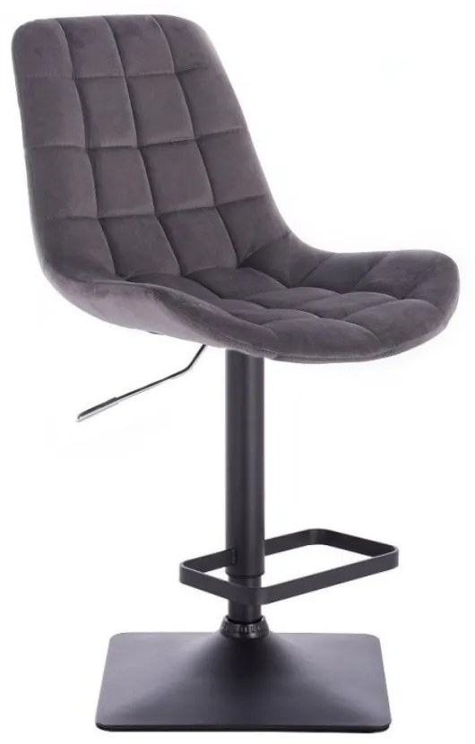 LuxuryForm DESIGN Barová stolička PARIS VELUR na čiernej hranatej podstave - šedá