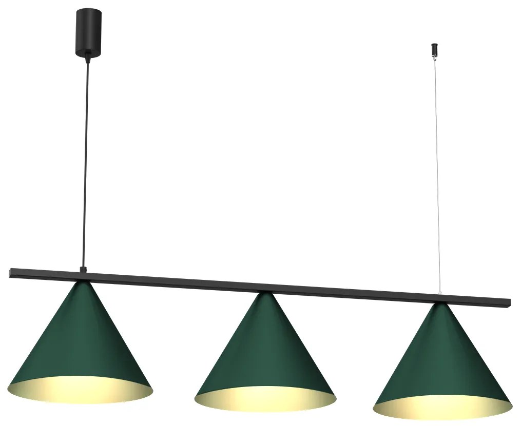 Závesné svietidlo Capital, 3x zelené kovové tienidlo, (fi 30cm), gr