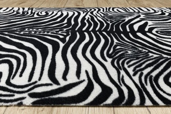 Protišmykový behúň DIGITAL zebra, biely / čierny