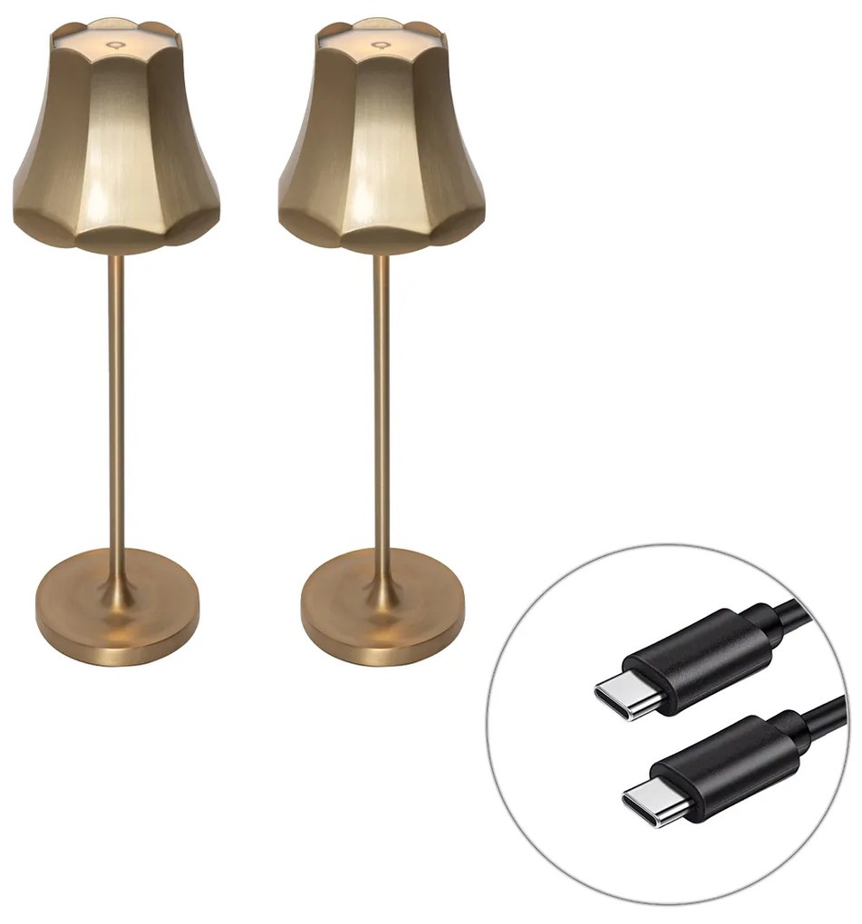 Sada 2 retro stolových lamp ružové zlato nabíjateľné IP44 - Granny