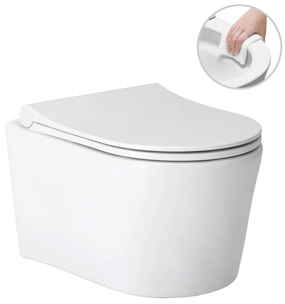 Cerano Puerto, WC misa Rimless 500x350x290 mm + WC doska so spomaľovacím mechanizmom Sedile, biela lesklá, CER-CER-417848