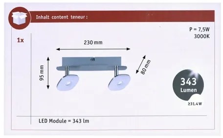 Paulmann 66651 - LED Bodové svietidlo SQUARELENSE 2xLED/3,2W/230V
