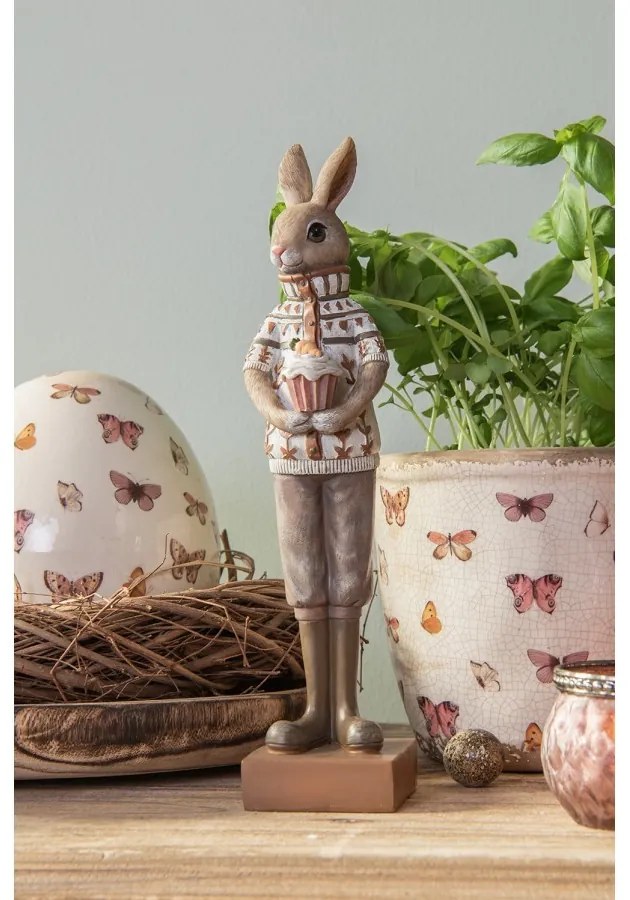 Dekorácia králik vo svetríku s tortičkami - 7*7*28 cm