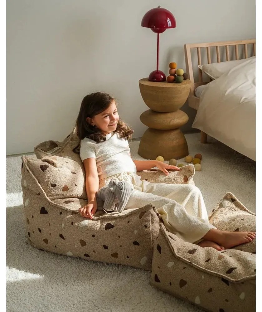 Svetlohnedý detský sedací vak z textílie buklé/ženilkový Terrazzo Chair – Wigiwama