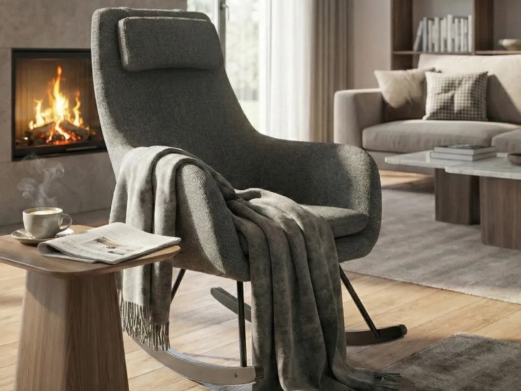 Hojdacie kreslo Galileo, stredne šedá tkanina