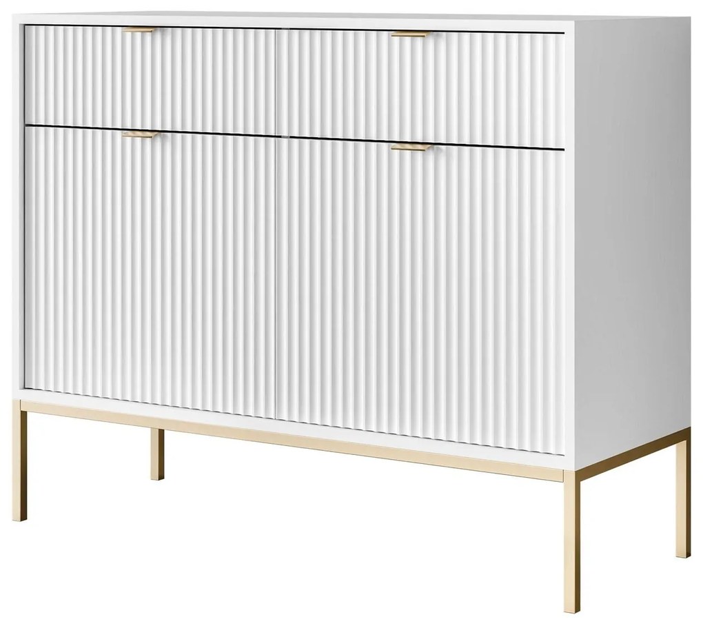 Komoda CORA biela + zlatá podnož 104 cm