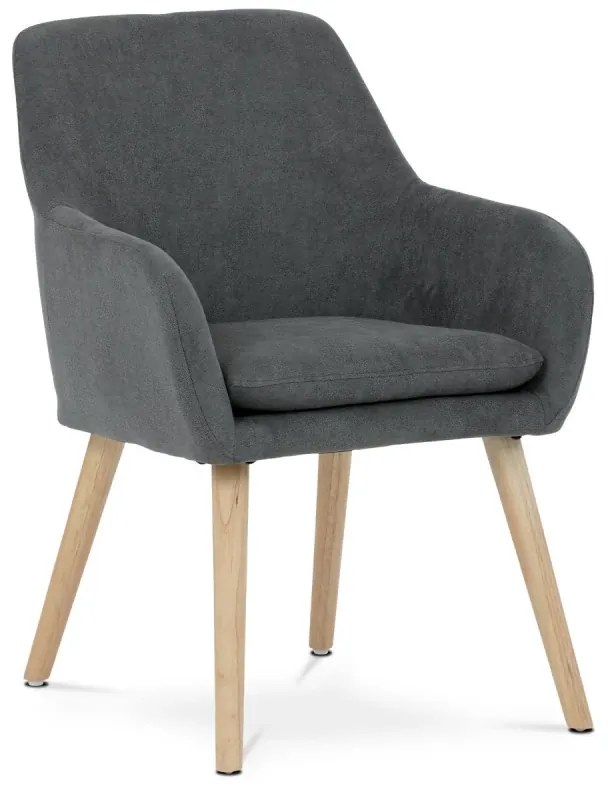 Jídelní židle, potah šedá látka, nohy masiv kaučukovník