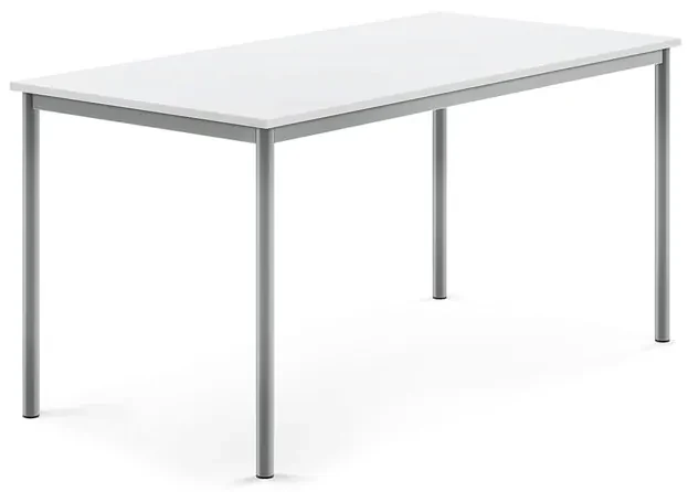Stôl SONITUS, 1600x800x760 mm, HPL - biela, strieborná