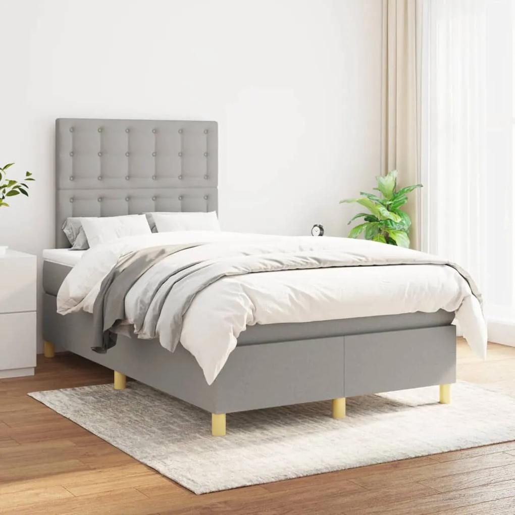 Boxspring posteľ s matracom bledosivá 120x200 cm látka 3142641
