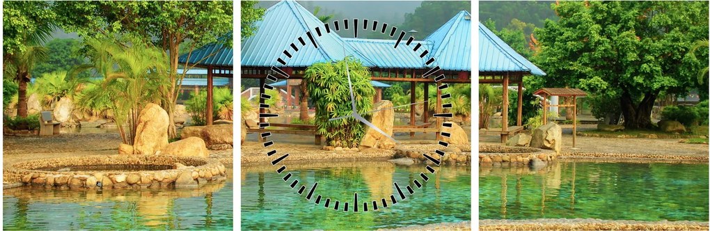 Obraz - Shanghai hotel park (s hodinami) (90x30 cm)