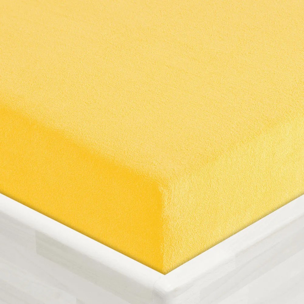Detské froté napínacie prestieradlo do postieľky FR-003 Žlté 60 x 120 x 10 cm - do postieľky