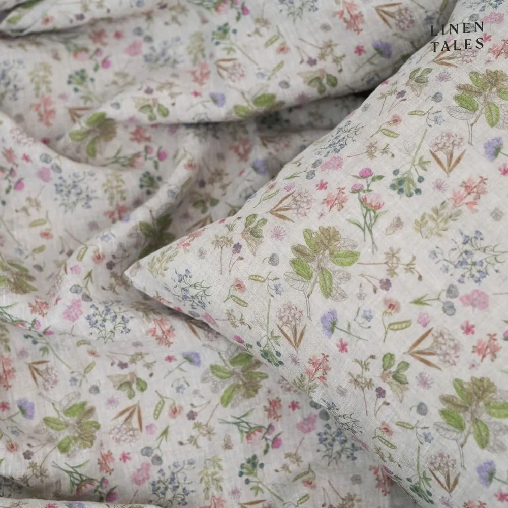 Ľanové obliečky na jednolôžko v prírodnej farbe 140x200 cm Botany 2 – Linen Tales