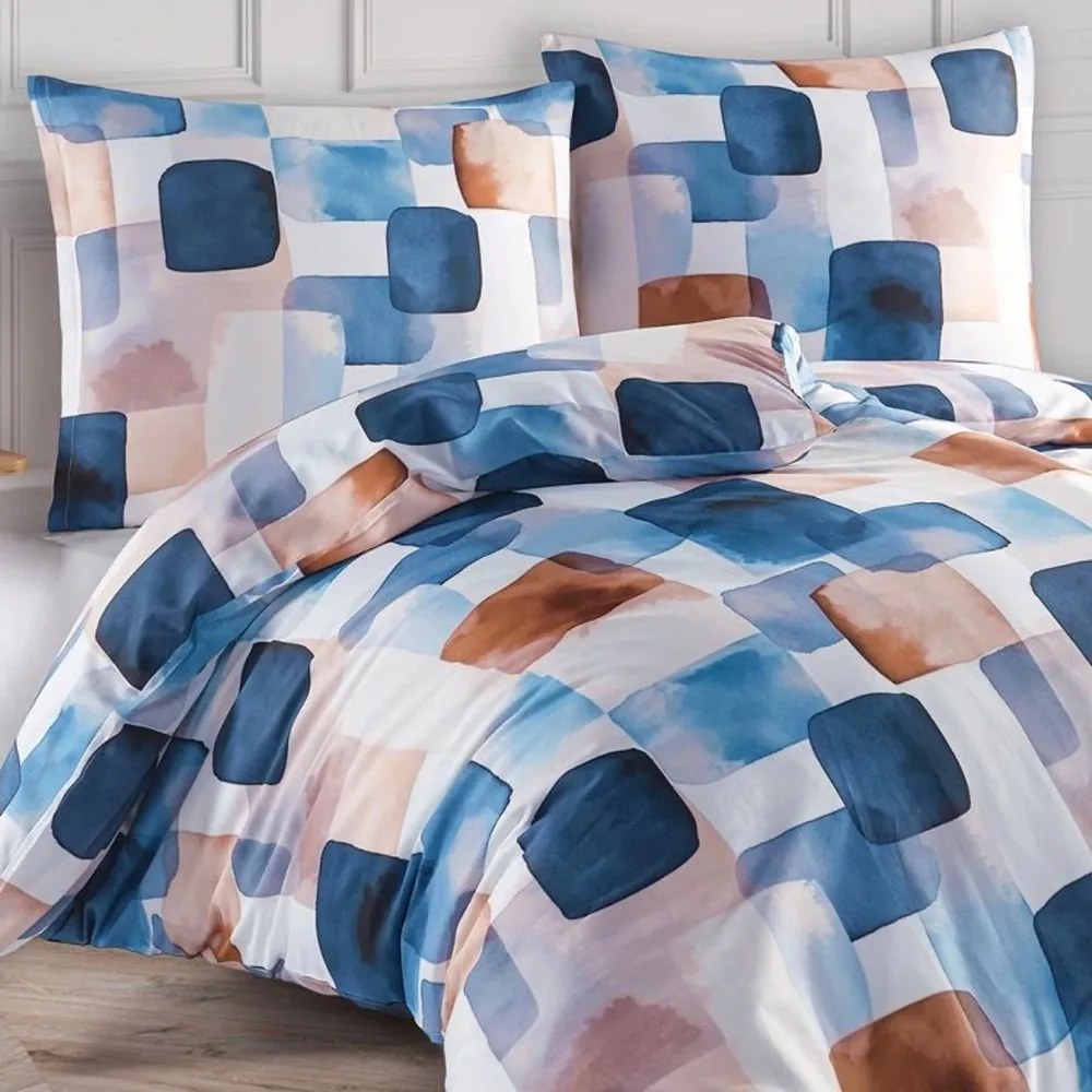 Saténové posteľné obliečky Echo s akvarelovým vzorom - Bedtex Exclusive - 100% bavlna - 70 x 90 cm + 140 x 200 cm