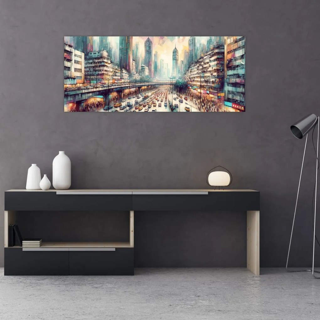 Obraz - Život veľkomesta (120x50 cm)