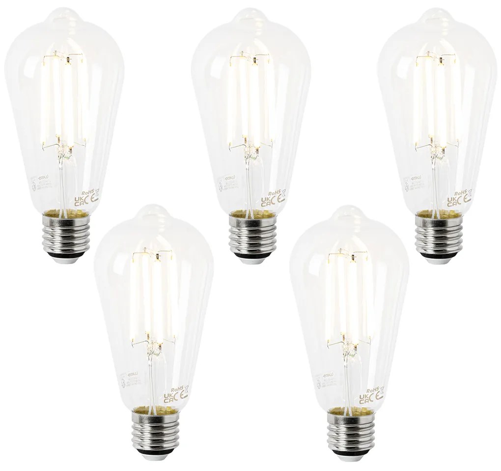 Sada 5 LED žiaroviek E27 ST64 čírych 2,2W 470 lm 2700K