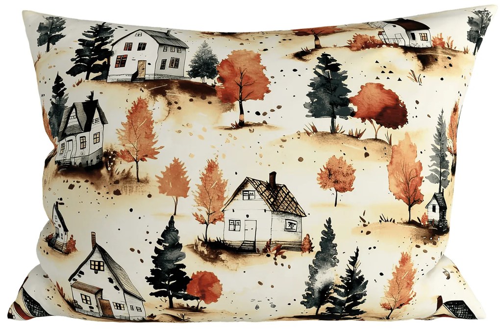 Sada 2 ks dekoračných návlekov na vankúš AUTUMN VILLAGE 50x70 cm, farebná