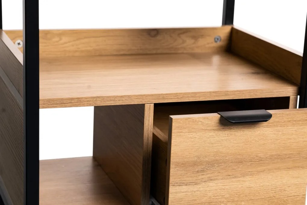 Odkladací/nočný stolík so zásuvkou Mandurah, kov/dub