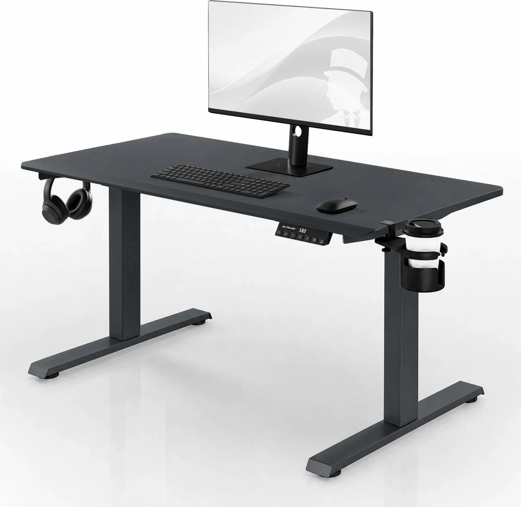 Elektrický stôl s nastavením výšky ergonomický antracitový,1200x600 mm: ARIA