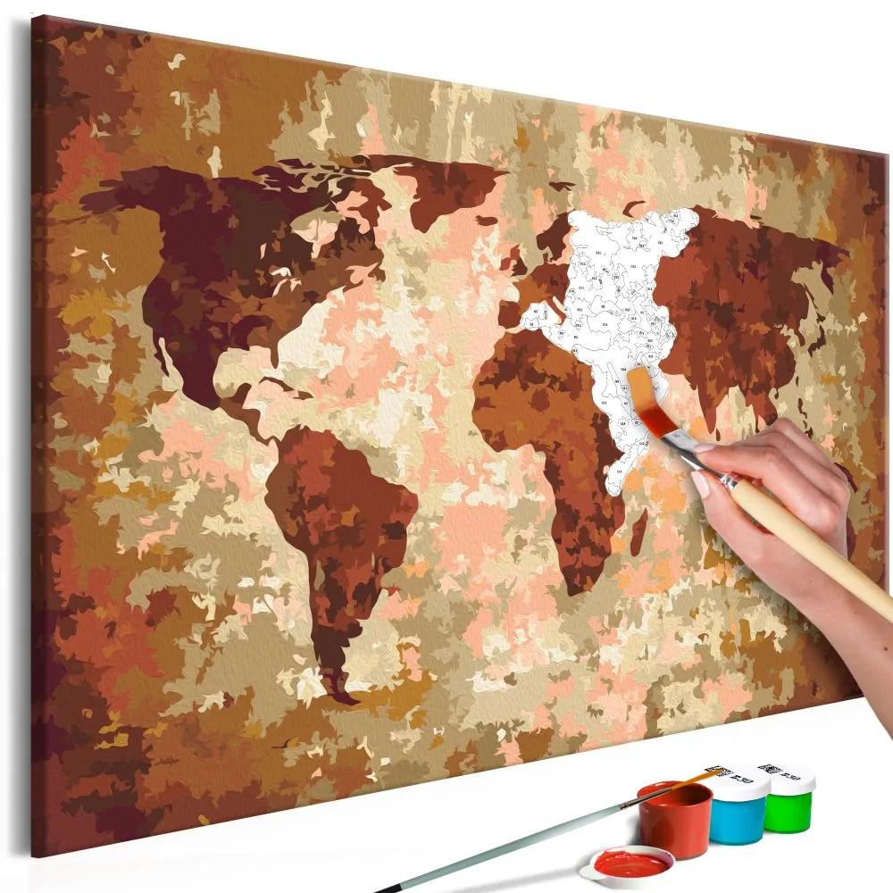 Maľovanie podľa čísiel - World Map (Earth Colours) 60x40