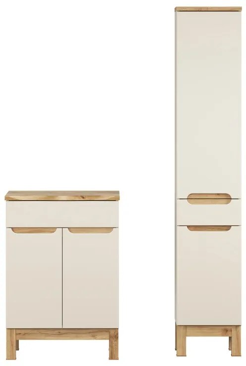 Kúpeľňová zostava Bali Nature s doskou a skrinkami 60 cm kašmírová/dub wotan