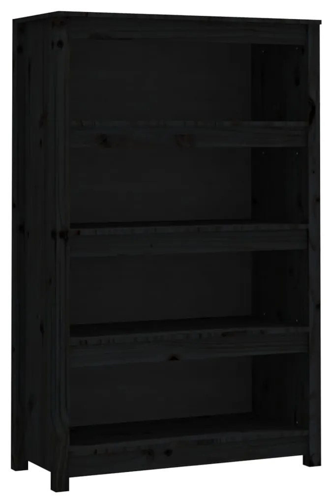 vidaXL Knižnica čierna 80x35x126 cm masívna borovica