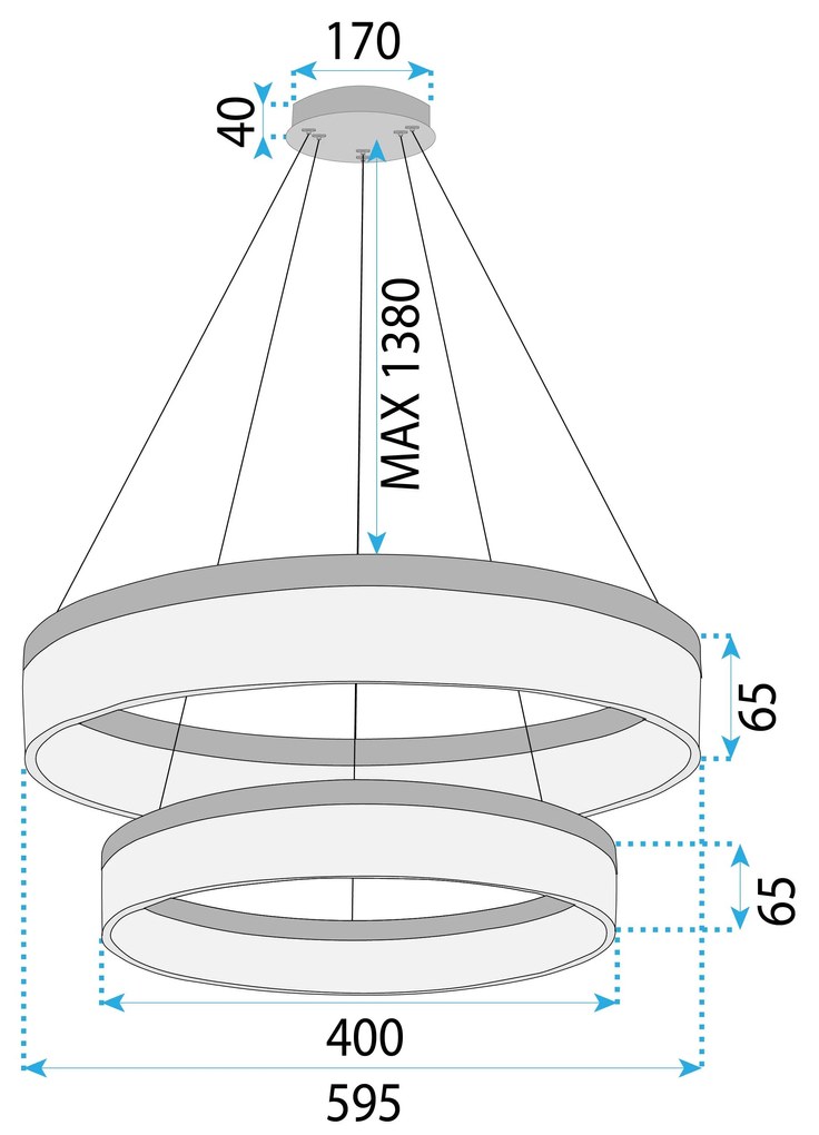 Toolight Toolight, LED závesné osvetlenie 60cm, 60W, 3000K, LHJ049-CP2, zlatá, OSW-60028