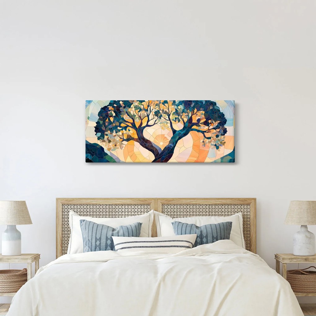 Obraz – Mozaika – slnko a strom II. (120x50 cm)