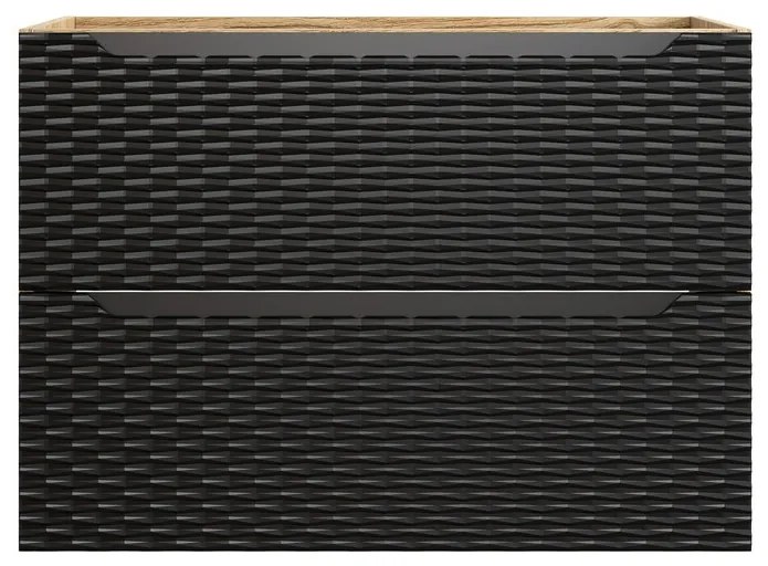 Kúpeľňová zostava Ocean s doskou, umývadlom a skrinkami 120 cm čierna/dub olejovaný