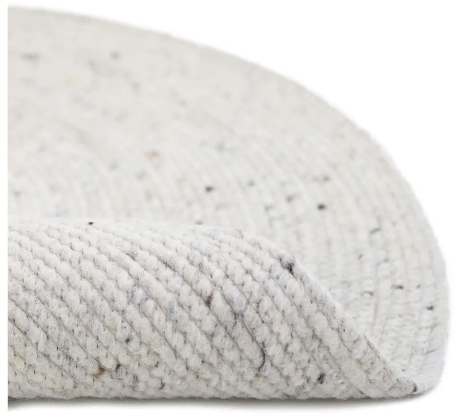 Bielo-sivý ručne vyrobený koberec zo zmesi vlny a bavlny Nattiot Neethu, ø 110 cm