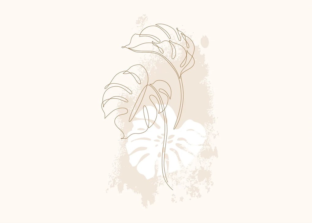 Sklenený obraz - Line art monstera N⁰1 (70x50 cm)