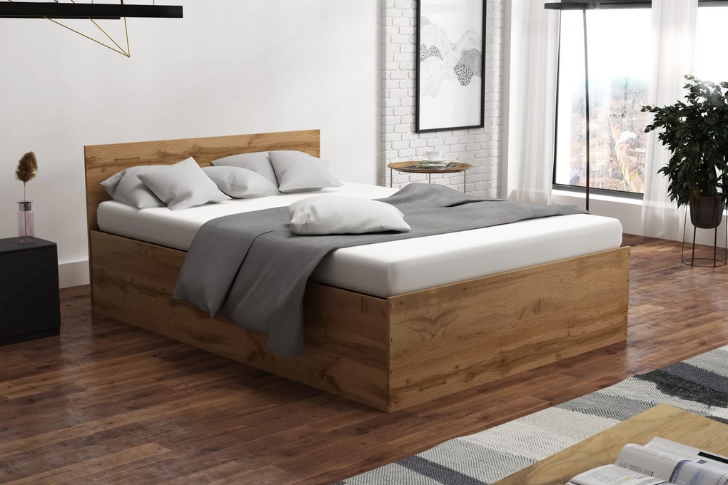 Posteľ 140x200 cm s matracom a úložným priestorom SPART1 Beton