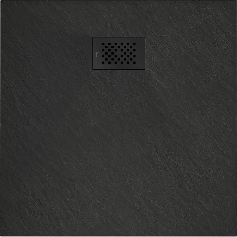 Mexen Hugo, štvorcová sprchová vanička SMC 90 x 90 cm, čierna, čierna krytka, 42709090-B