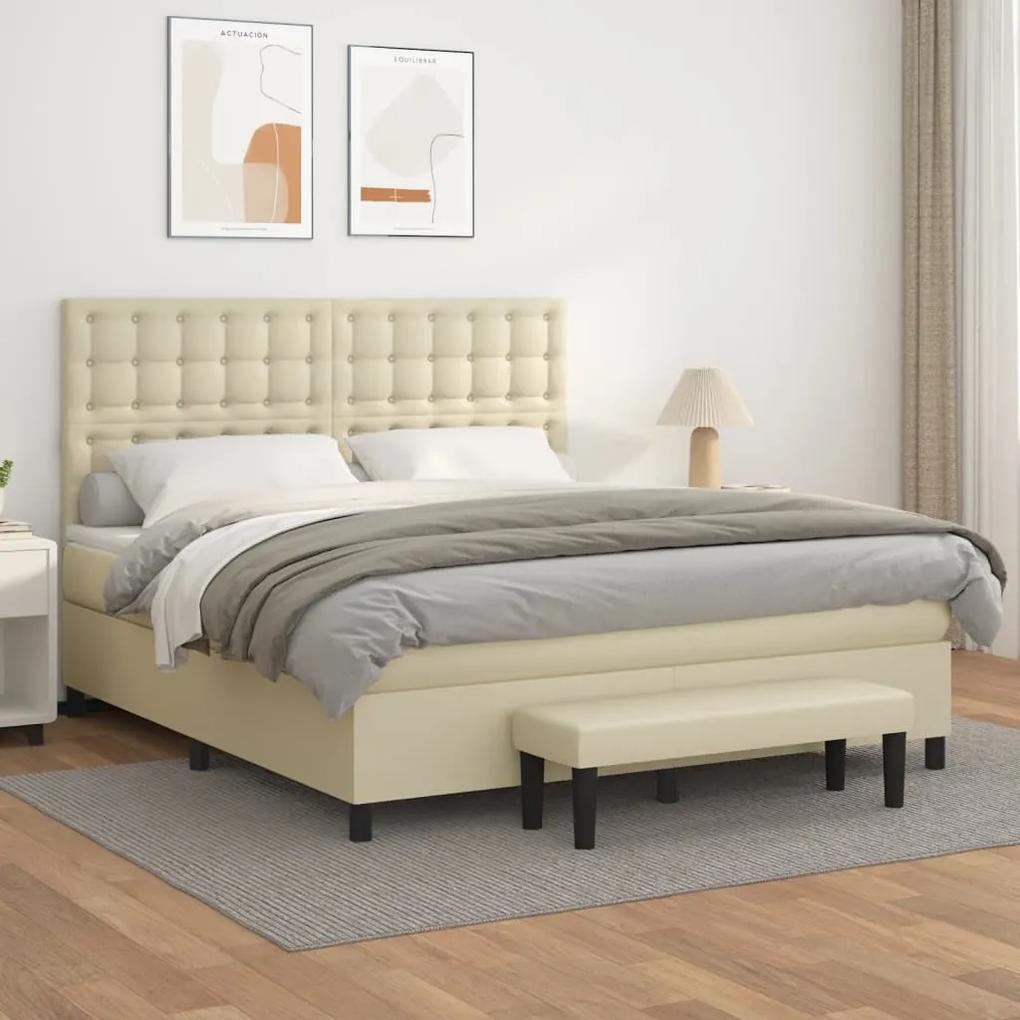 Boxspring posteľ s matracom krémová 180x200 cm umelá koža 3137679