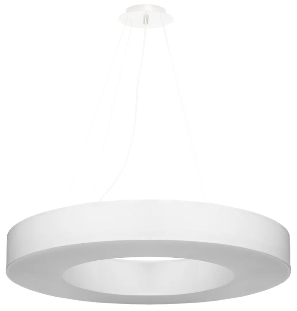 Závesné svietidlo Saturno Slim, 1x biele textilné tienidlo, (biely plast), (fi 70 cm)