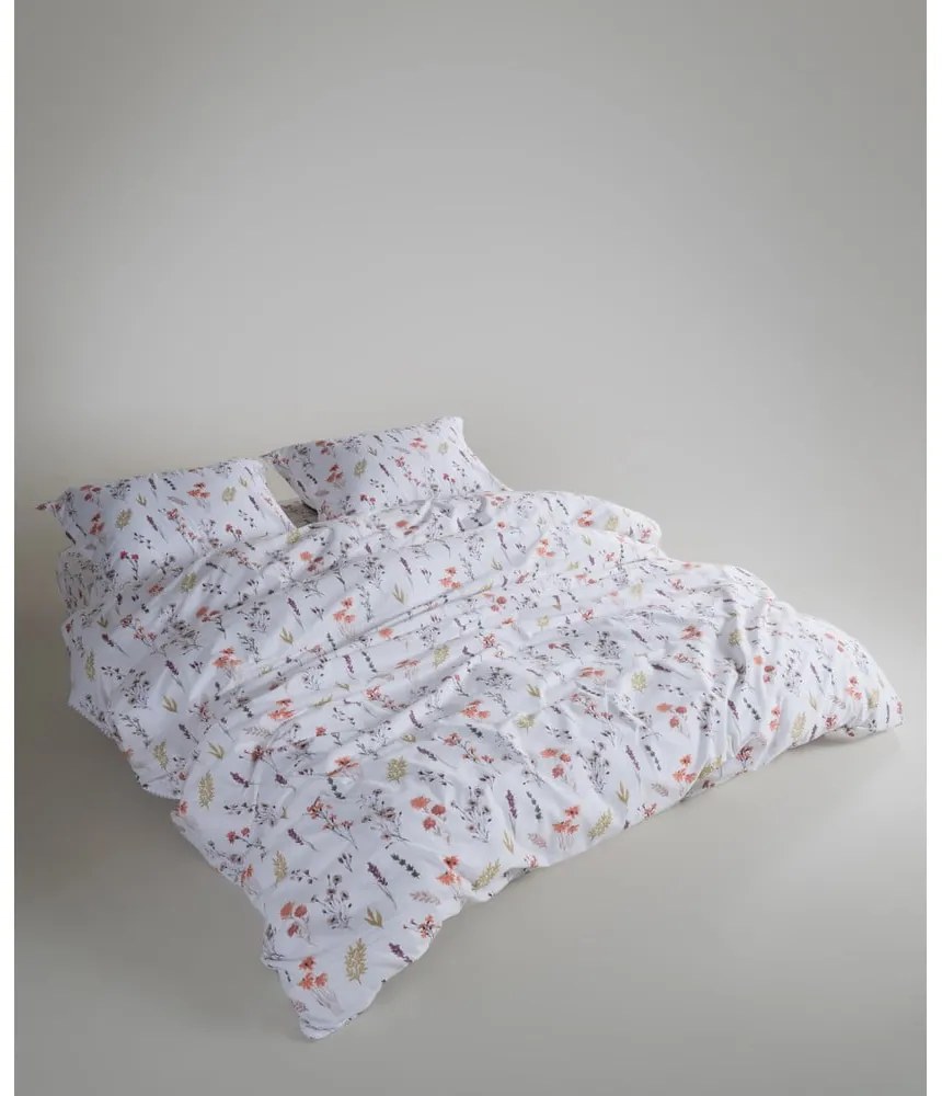 Biele obliečky na dvojlôžko/predĺžené z bavlny Renforcé 240x220 cm Floral Dance Autumn – Mila Home Luxury