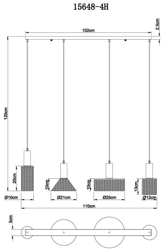 Globo 15648-4H - Luster na lanku JEDD 4xE27/60W/230V čierna