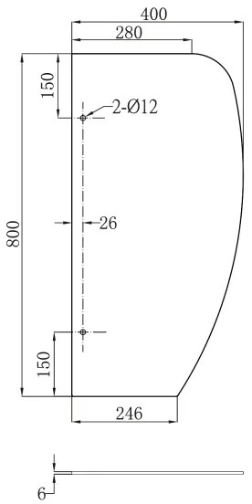 Sapho - Deliaca stena pre pisoáre 40x80 cm matné sklo