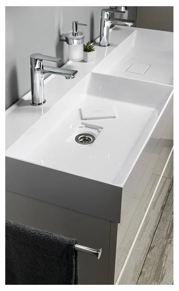 Biele dvojumývadlo z liateho mramoru 119x44 cm Godiva – Sapho