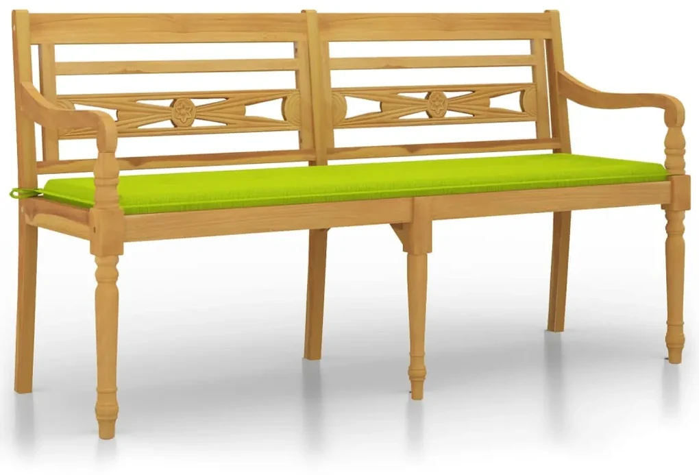 vidaXL Lavička Batavia so bledozeleným vankúšom 150 cm tíkový masív