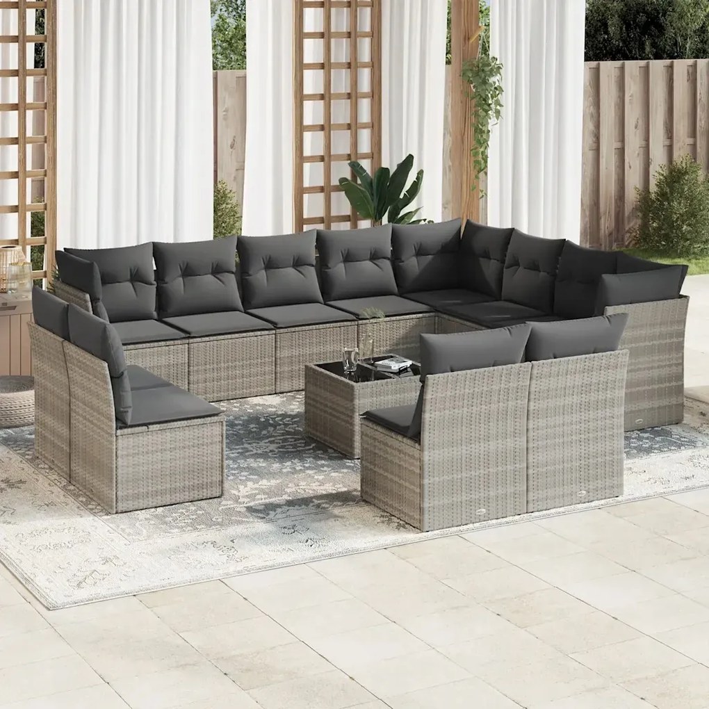 vidaXL 13-dielna záhradná sedacia súprava s vankúšmi polyratanová