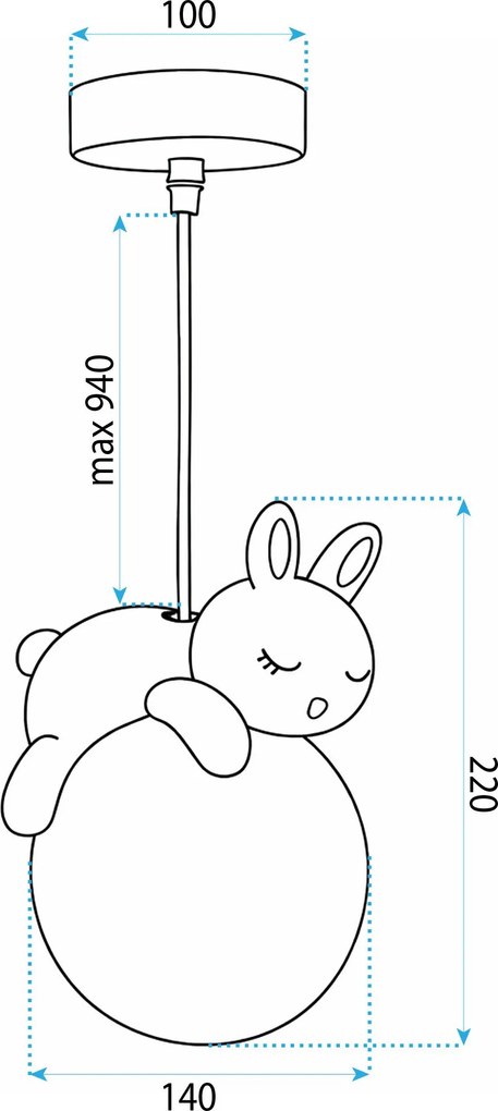 Toolight Toolight, stropné svietidlo "spiaci zajačik na mesiaci", G164-1CP, OSW-07804