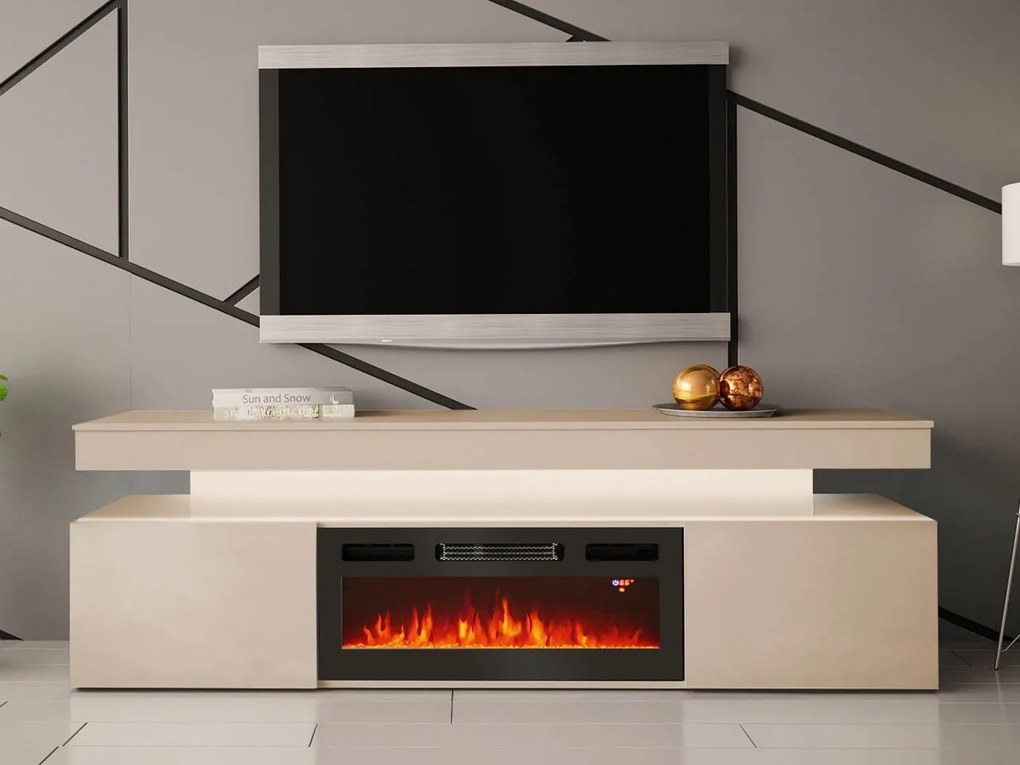 TV stolík/skrinka s krbom Lestirola Bis EF 2D 190, Farba: púštny piesok