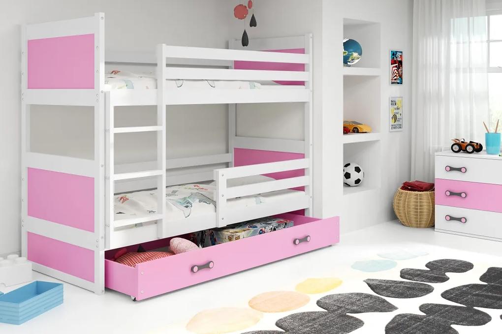 Detská poschodová posteľ RICO | biela 80 x 160 cm Farba: Ružová