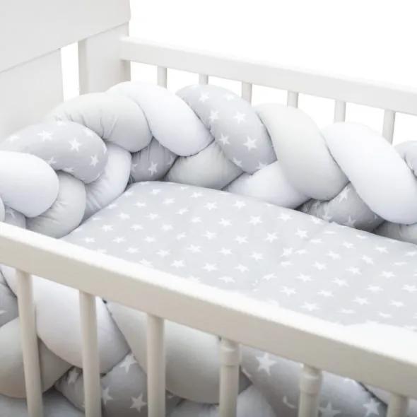 NEW BABY 2-dielne posteľné obliečky New Baby 90/120 cm sivé Hviezdičky biele