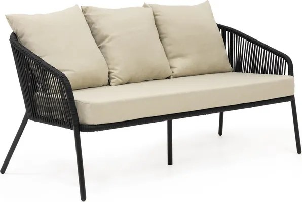 Záhradný nábytok na terasu – pohovka, kreslá a stolík Springos GF0116 čierno-béžová súprava