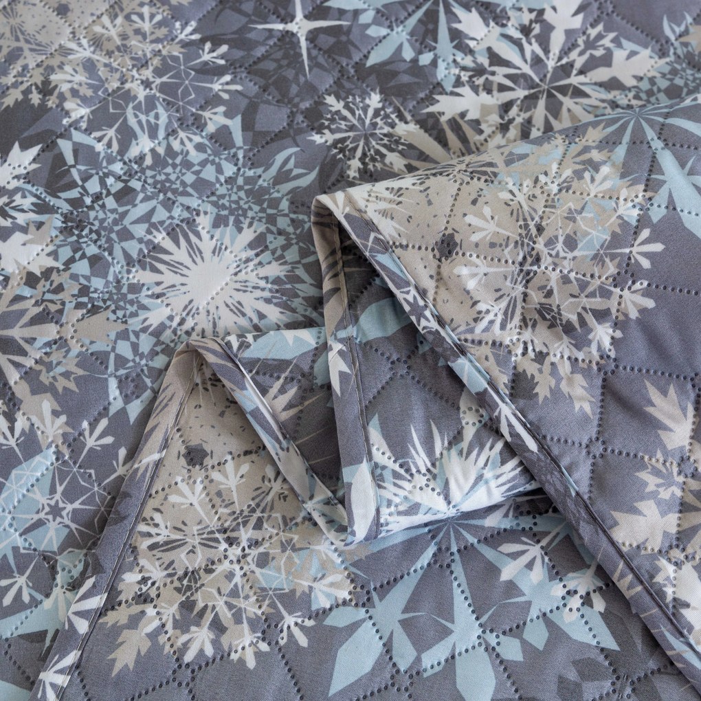 Prehoz na posteľ SNOWFLAKE, modrosivý Rozmer: 170 x 210 cm