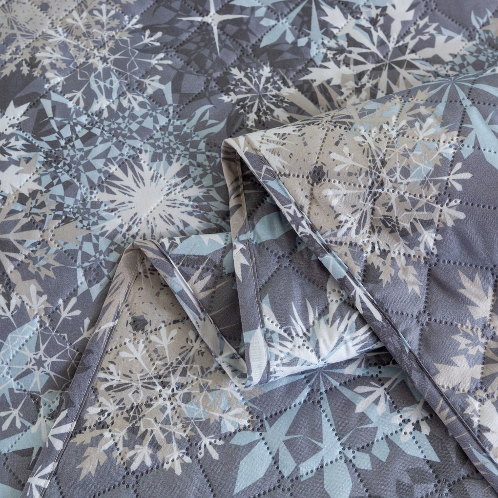 Prehoz na posteľ SNOWFLAKE, modrosivý Rozmer: 220 x 240 cm