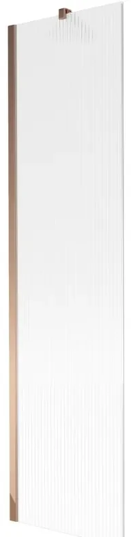 Mexen Next, vaňová zástena 1-krídlová 50 x 150 cm, fixné krídlo, 6 mm sklo s pruhmi, ružové zlato profil, 895-050-000-00-09-60